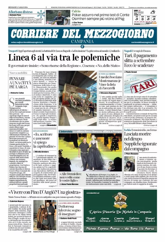 Prima-pagina-corriere del mezzogiorno-del-2024-07-17
